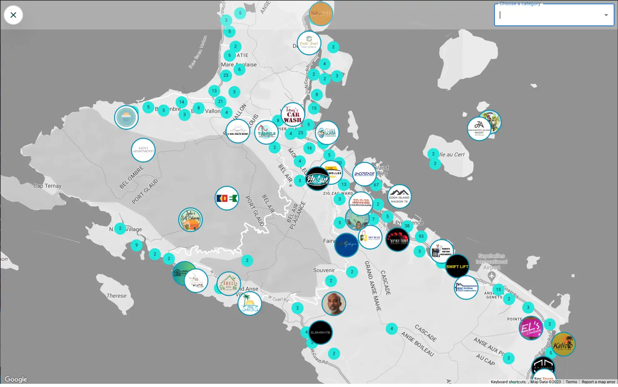 Map of all local companies in Seychelles