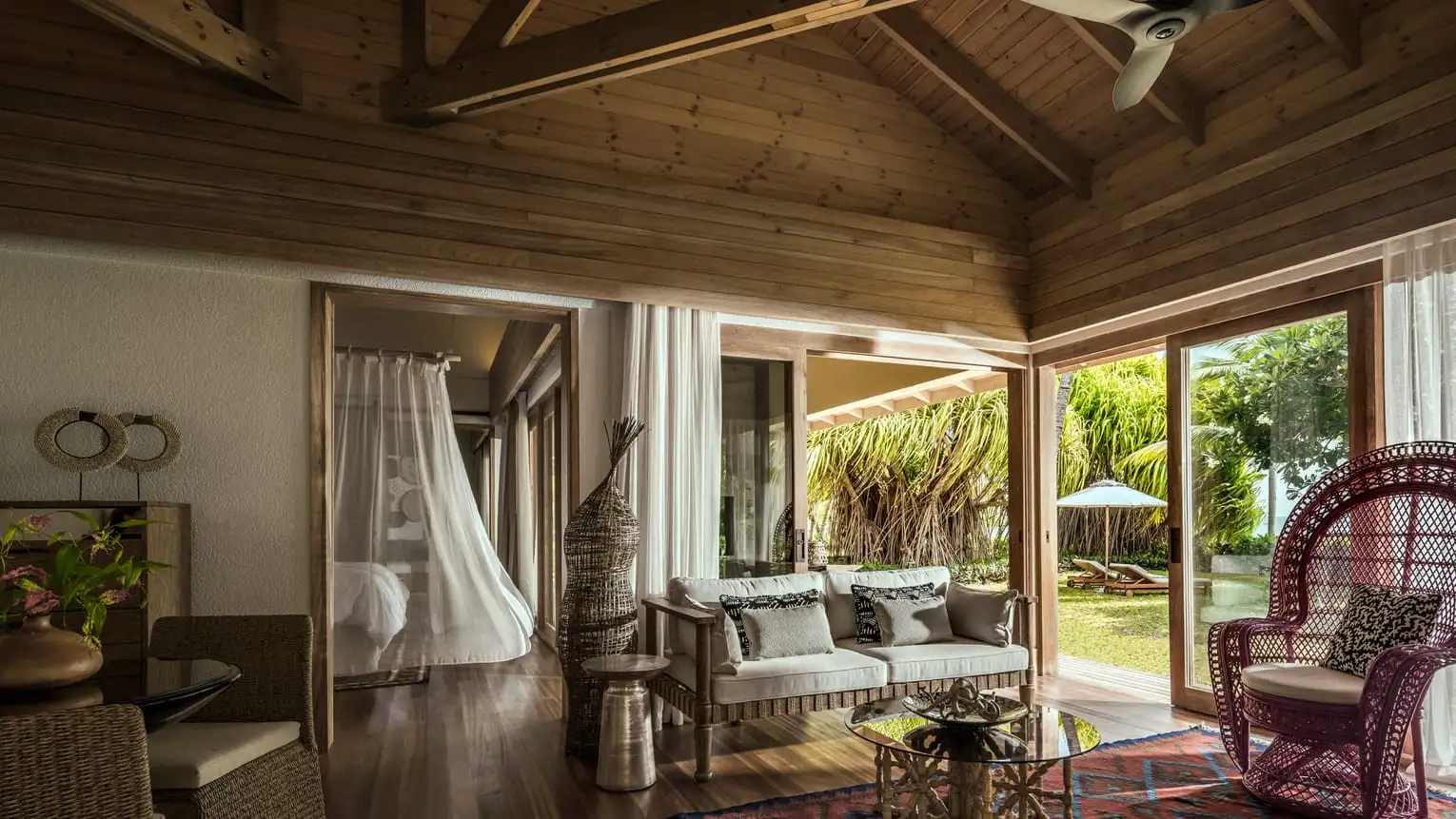 Indulge in the allure of our intimate rustic villas and suites, each serving as a private retreat that will transport you into the enchanting world of a fortunate castaway here at Four Seasons Resort at Desroches Island.