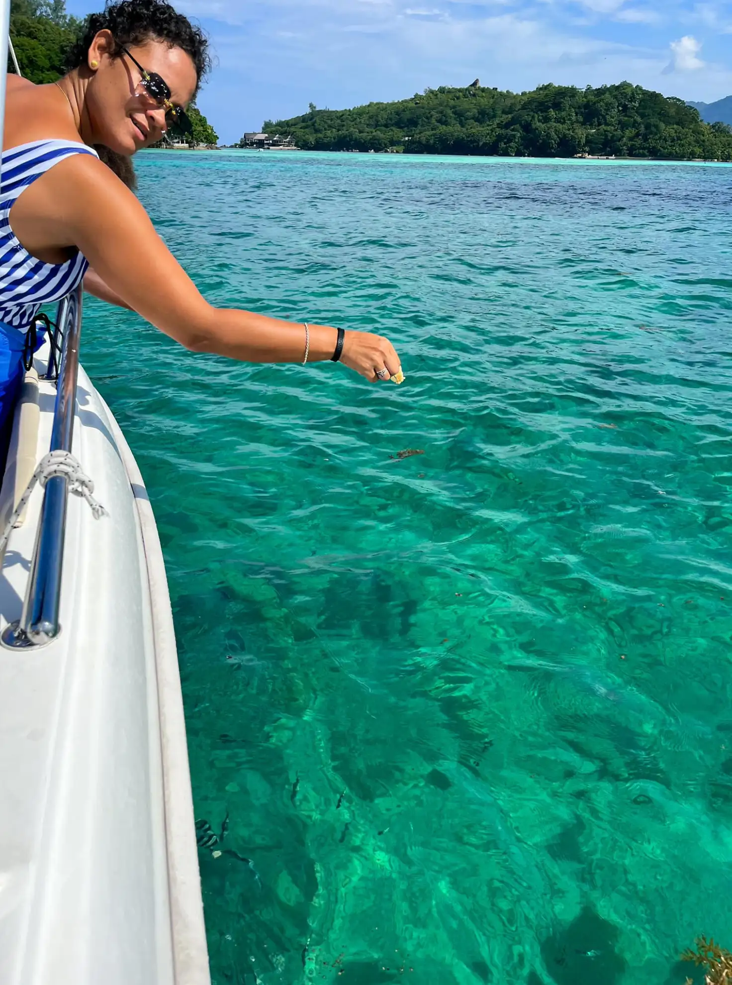 I like to take my guests to St Anne marine park for fish feeding.