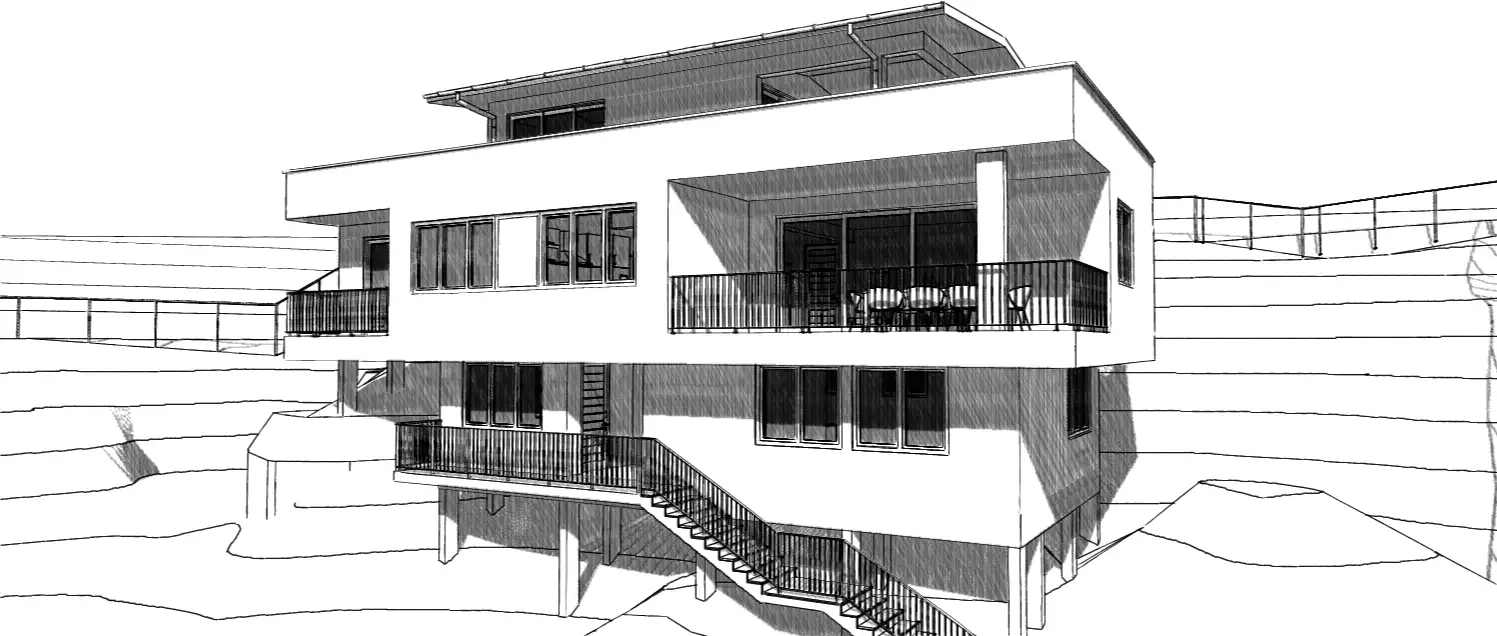Computer rendering of the architectural design of Zoltan Sugar's private building.